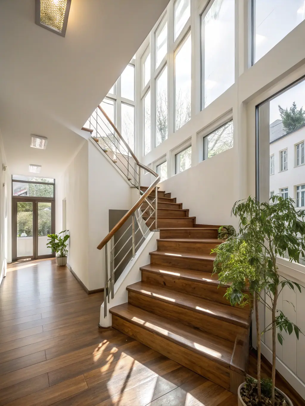 A clean and well-maintained staircase in a residential building, highlighting the thoroughness of Rein Fix Services' staircase cleaning.