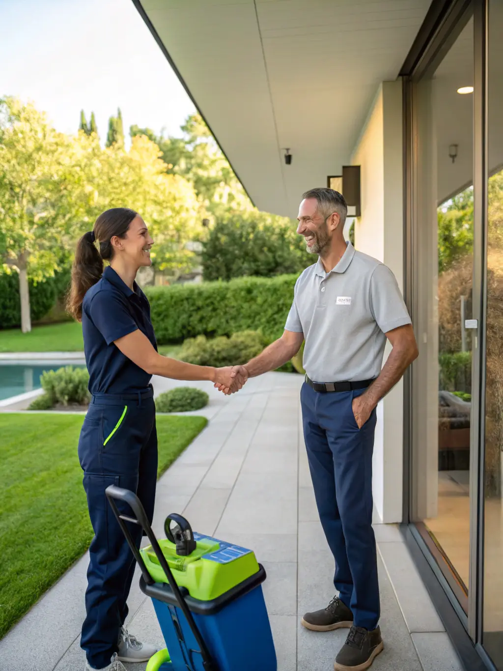 An image of a satisfied customer shaking hands with a Rein Fix Services employee, symbolizing trust and satisfaction.